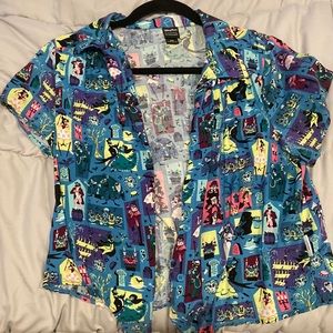 disneyland haunted mansion button up shirt